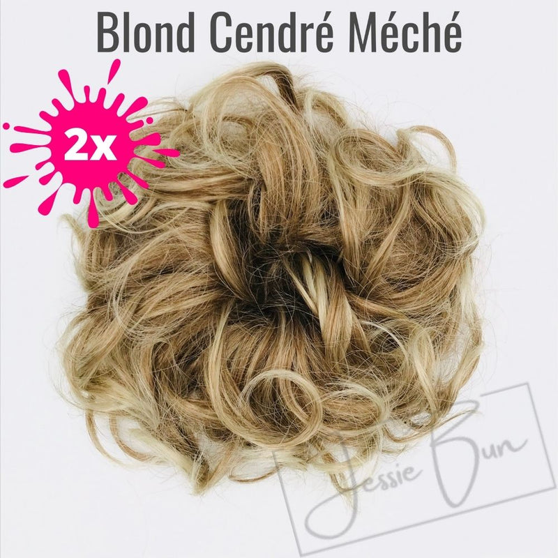 Pack 2 PCS - Postiche Chignon Flou - Blond Cendré Méché